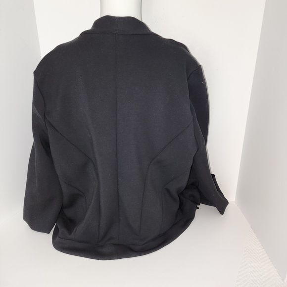 Cardigan Assymetrical Front Contrast Trim Black Stretch Fitted Sz M NWT - Picture 3 of 7